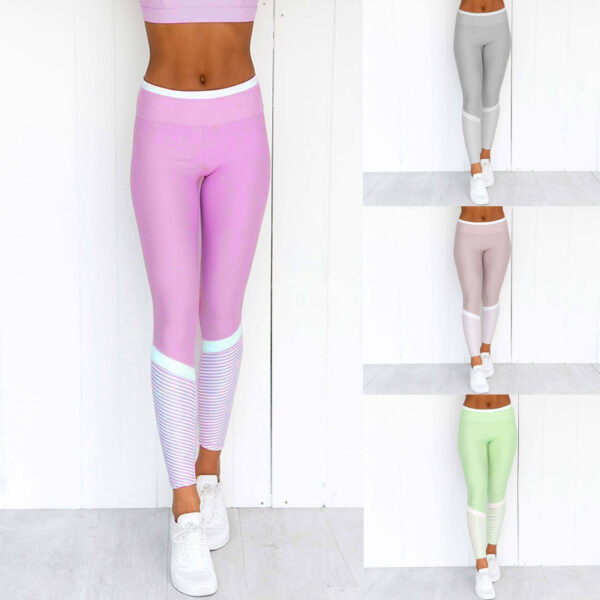 High-Elastic Waist Geometric Stripe Printed Carry Buttock Leggings: Chic Comfort