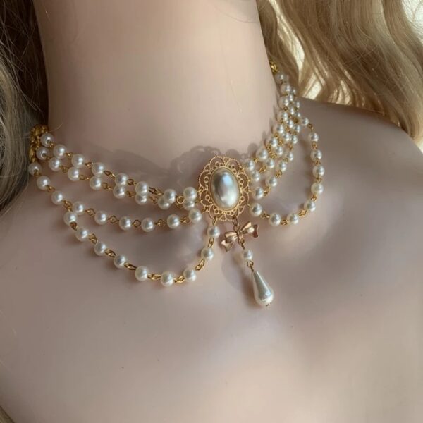 Chic Vintage Multilayer Pearl Tassel Necklace: Baroque Elegance for Women - Image 3