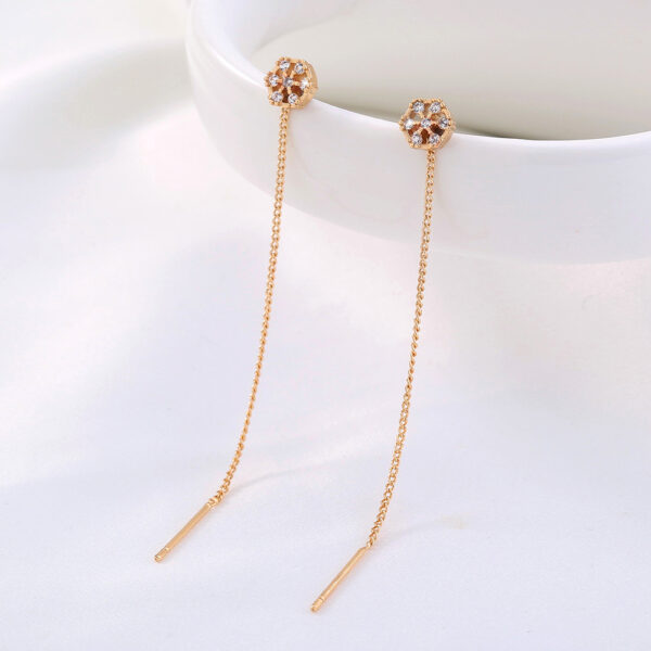 Unique Polygonal Cut-out Copper Zircon Pendant Earrings with Stylish Ear Wire - Image 6