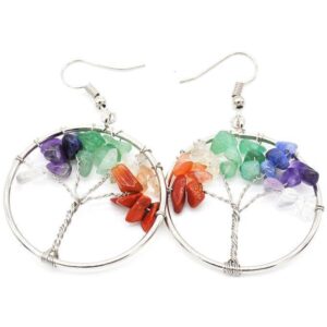 QualityCrystal Crushed Stone Tree Earrings: Natural Wishing Tree Jewellery