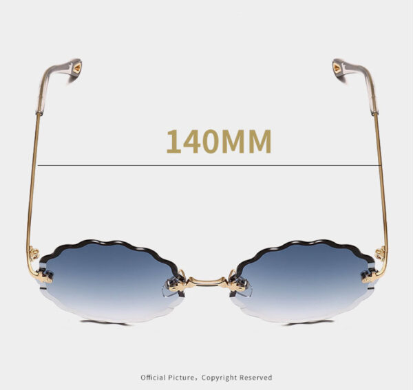 Lady Round Rimless Sunglasses Women Diamond Cut Lens - Image 7