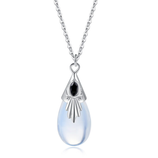 Moonstone Teardrop Pendant Necklace: Women's Zircon Silver Fashion Accessory - Image 5