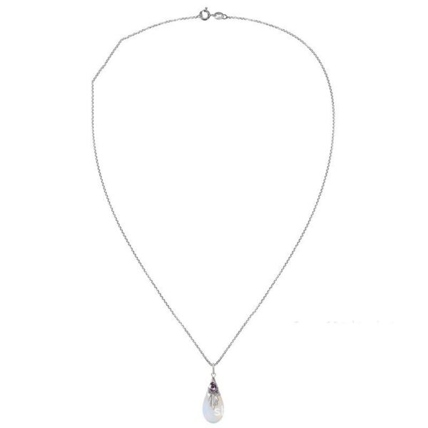 Moonstone Teardrop Pendant Necklace: Women's Zircon Silver Fashion Accessory - Image 3