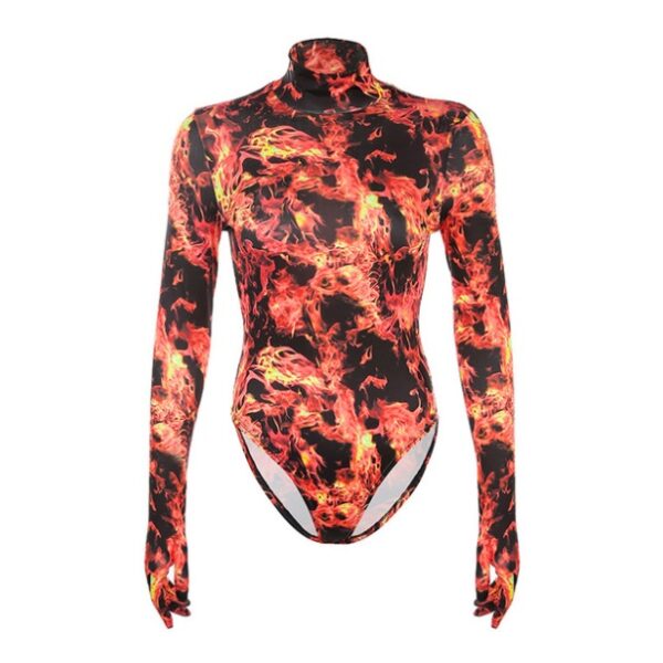 Vibrant Flame Print One-Piece Tee: Rich Colour and Style - Image 4
