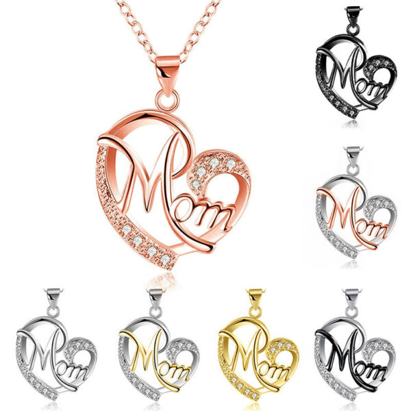 Mom Colour Separation Heart-Shaped Diamond Necklaces for Women