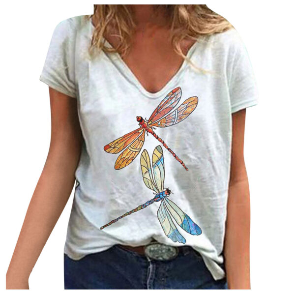 V-Neck Tie-Dye Print Tee: Women's Short-Sleeve T-Shirt Fashion - Image 2