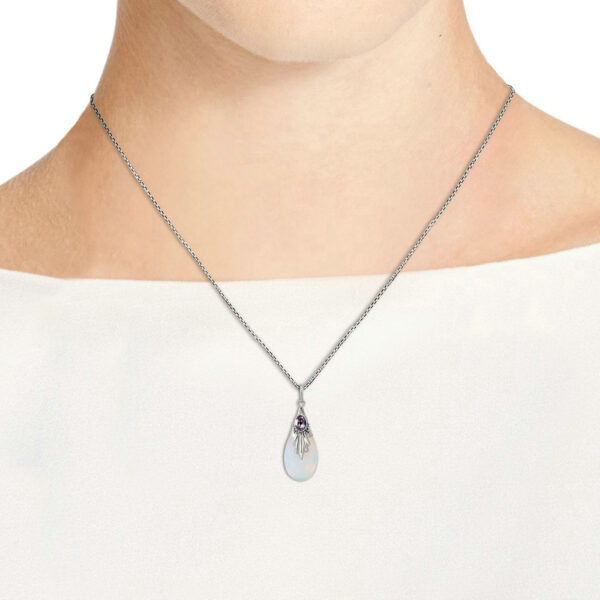 Moonstone Teardrop Pendant Necklace: Women's Zircon Silver Fashion Accessory - Image 2