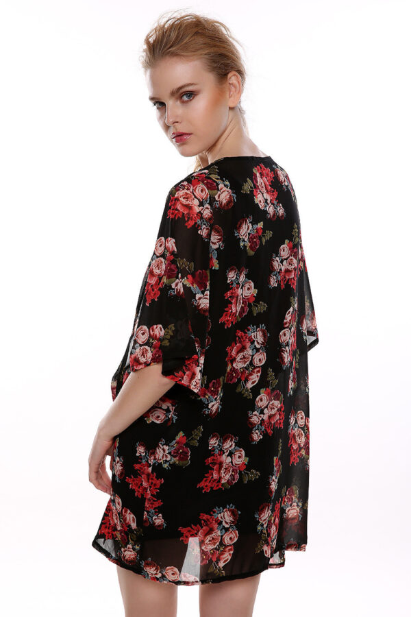 Long chiffon kimono sun protection clothing cardigan in rose - Image 3