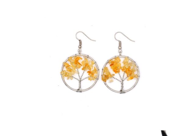 QualityCrystal Crushed Stone Tree Earrings: Natural Wishing Tree Jewellery - Image 2