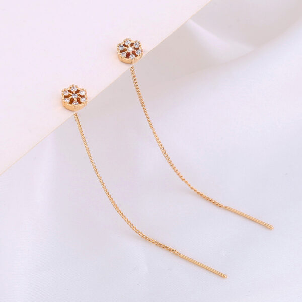 Unique Polygonal Cut-out Copper Zircon Pendant Earrings with Stylish Ear Wire - Image 4