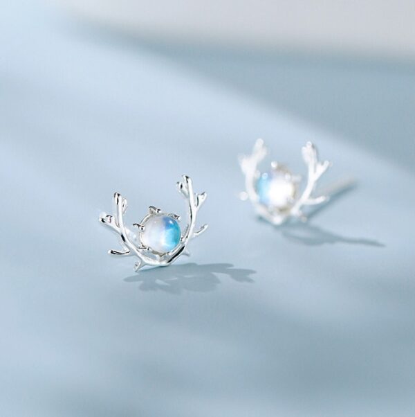 Exquisite Sterling Silver Elk Stud Earrings for Women - Image 3
