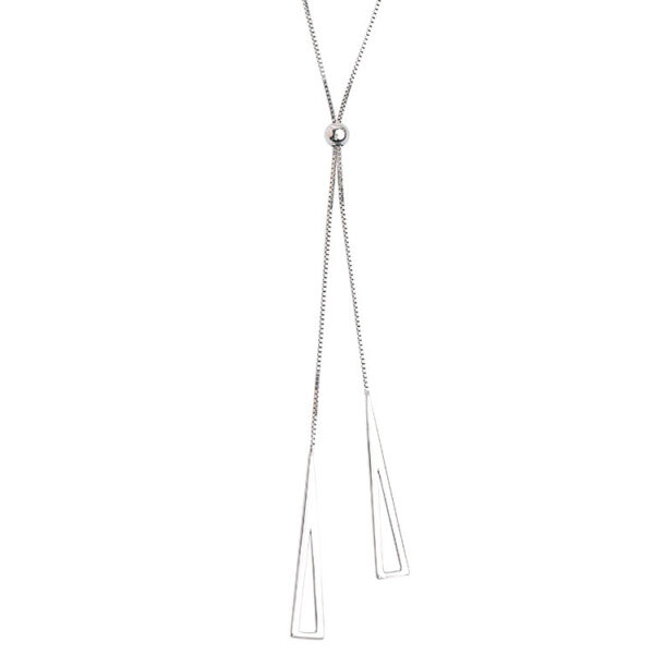 Sterling Silver Triangle Necklace: Geometric Clavicle Chain Jewellery for Women - Image 6