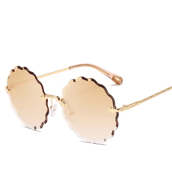 Lady Round Rimless Sunglasses Women Diamond Cut Lens - Image 10