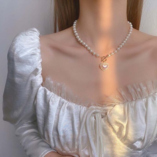 New Elegant Pearl Love Necklace Evokes Super Fairy Temperament - Image 2