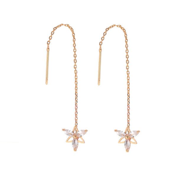 Captivating Copper Butterfly Earrings with Zircon and Gold Tassel Detail - Image 6