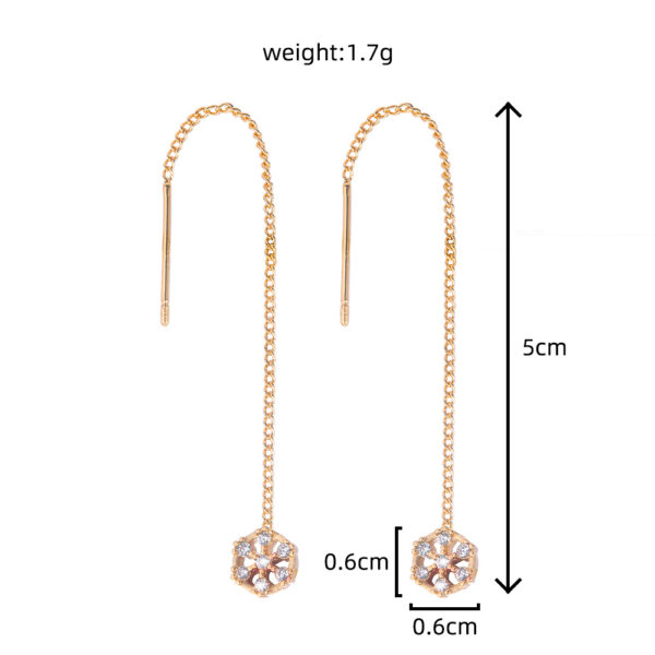 Unique Polygonal Cut-out Copper Zircon Pendant Earrings with Stylish Ear Wire - Image 8