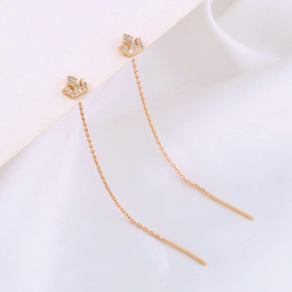 Exquisite Gold Crown Zircon Copper Accessories with Tassel Ear Wire | Shop Now for Glamorous Elegance - Image 4