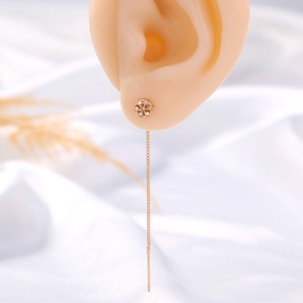 Unique Polygonal Cut-out Copper Zircon Pendant Earrings with Stylish Ear Wire - Image 3