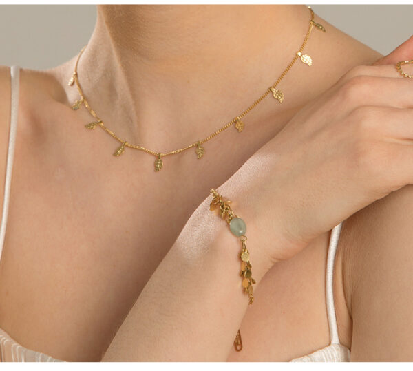 Unique Small Leaf Clavicle Chain Necklace for Women - Image 2