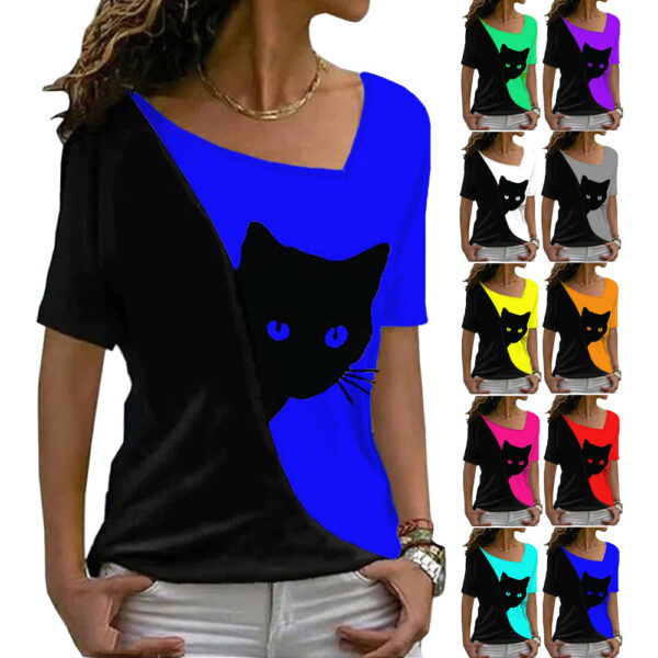 Stylish and Playful Cat Print Top for Women