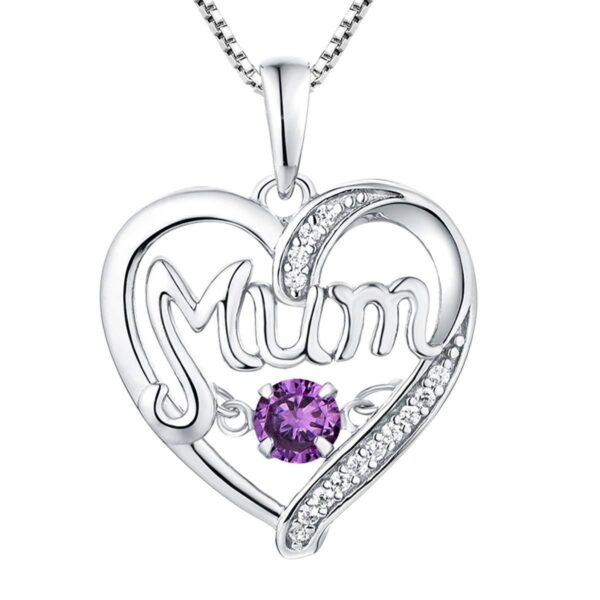 S925 Silver Heartbeat Mom Necklace: Birthstone Smart Pendant Gift