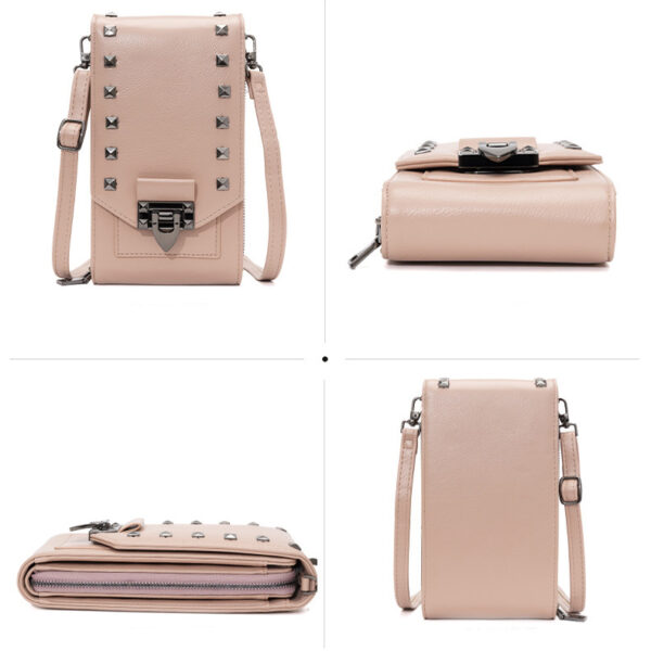 Rivet Design Shoulder Bags: Solid Colour Crossbody Mobile Phone Handbag - Image 3