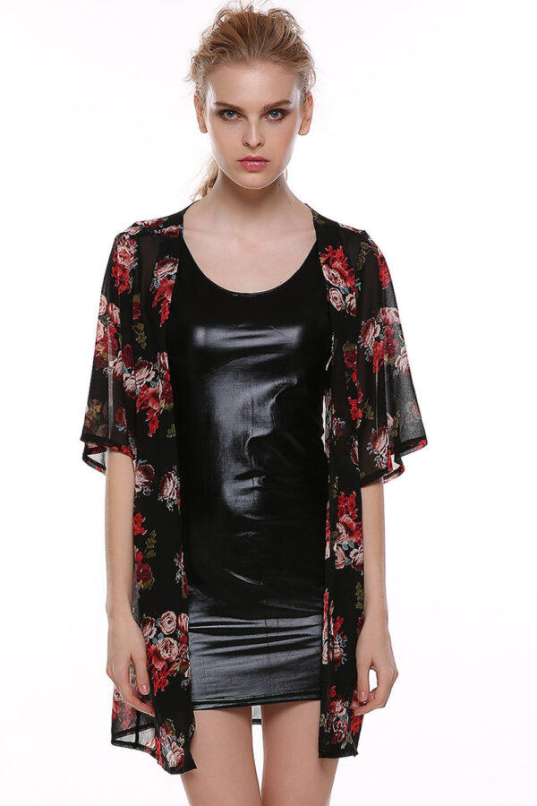 Long chiffon kimono sun protection clothing cardigan in rose - Image 2