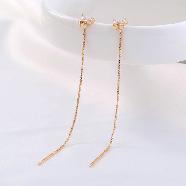 Shop Stunning Gold Butterfly Copper Zircon Tassel Pendant Earrings - Elevate Your Style! - Image 3