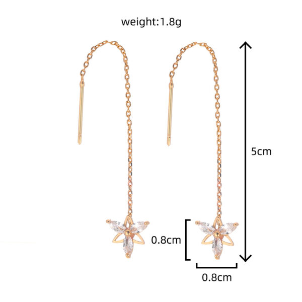 Captivating Copper Butterfly Earrings with Zircon and Gold Tassel Detail - Image 7