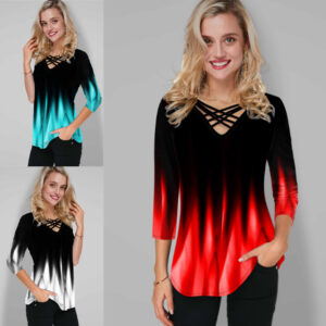 Casual Temperament Pullover V-neck Loose Women's T-shirt Short