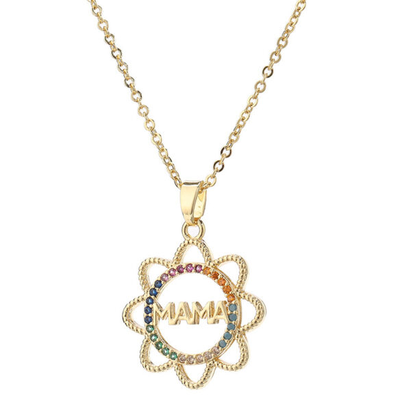 A Stylish Mom Necklace Pendant with Coloured Zircon Clavicle Chain - Image 2