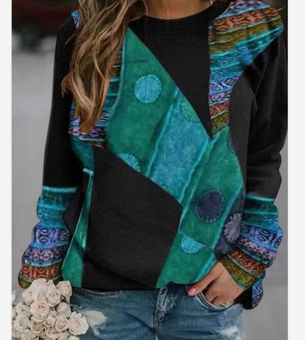 Spring Fashion Casual Printed Round Neck Long Sleeve - Image 3