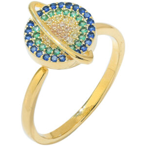 Rotating Coloured Diamond Ring with Japanese and Korean Style