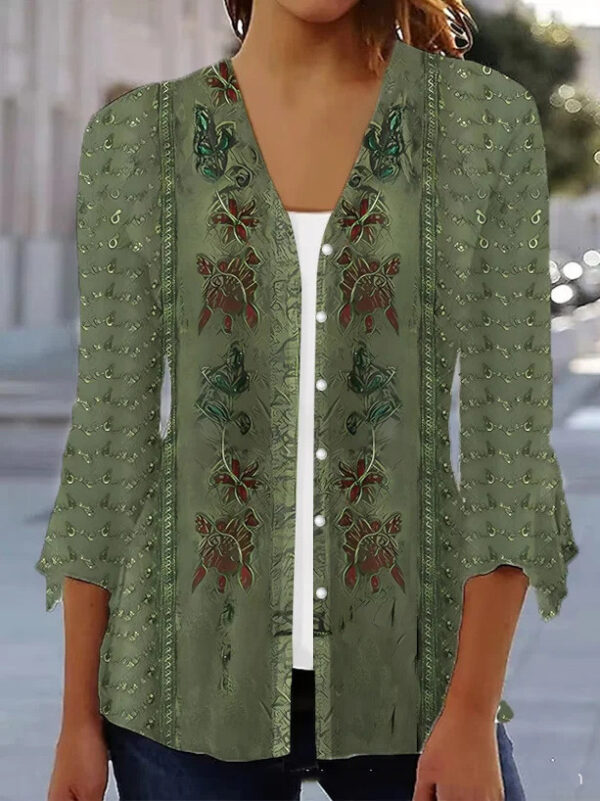 Printed Quarter Sleeve Cardigan: Stylish Knitwear for Fashionable Comfort - Image 8