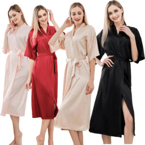 Long Satin Kimono Robes: Bride Sleepwear | Shop Women's Robe