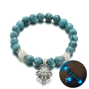 Luminous Lotus Natural Stone Bracelet: Healing Charm Beads for Energy