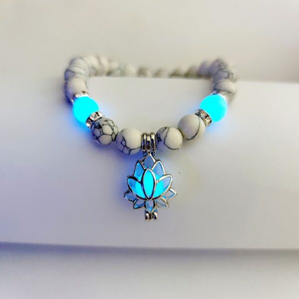 Luminous Lotus Natural Stone Bracelet: Healing Charm Beads for Energy - Image 3