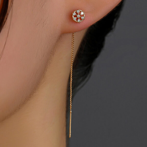 Unique Polygonal Cut-out Copper Zircon Pendant Earrings with Stylish Ear Wire - Image 2