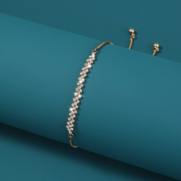 Stunning Micro paved Zircon Pendant & Bracelet Set | Brass Gold - Image 2