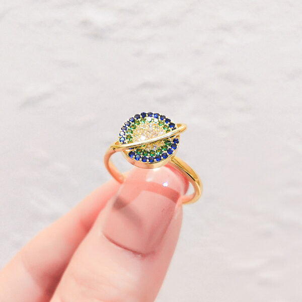 Rotating Coloured Diamond Ring with Japanese and Korean Style - Image 3