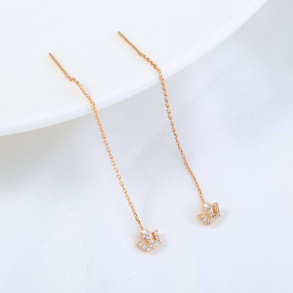 Exquisite Gold Crown Zircon Copper Accessories with Tassel Ear Wire | Shop Now for Glamorous Elegance - Image 5