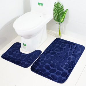 Pebble Stone Bathroom Mat Set: Anti-Slip Comfort