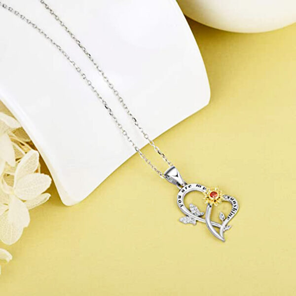 Romantic Sunflower Necklace: Crystal Butterfly Heart Pendant for Women - Image 4