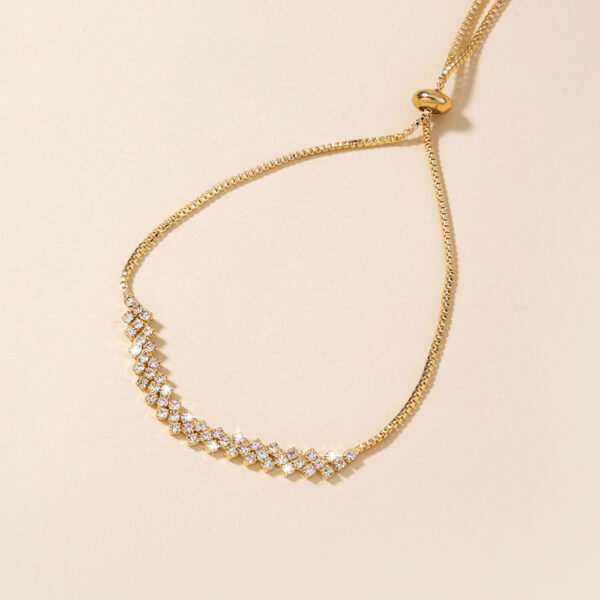 Stunning Micro paved Zircon Pendant & Bracelet Set | Brass Gold - Image 6