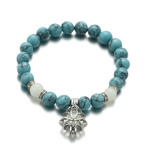 Luminous Lotus Natural Stone Bracelet: Healing Charm Beads for Energy - Image 2