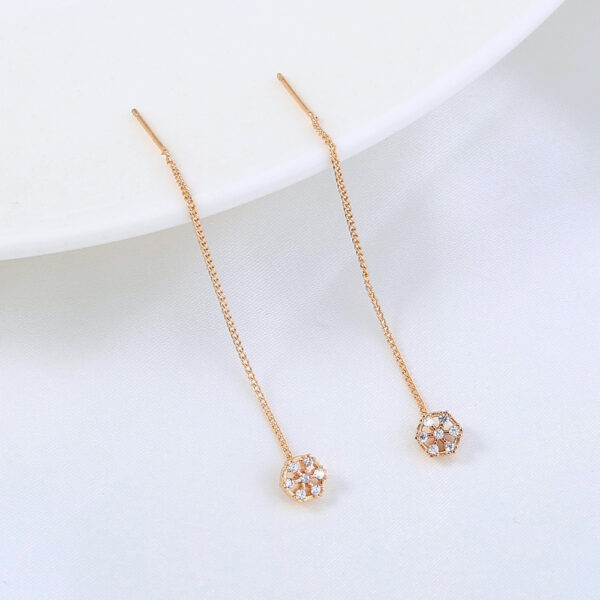 Unique Polygonal Cut-out Copper Zircon Pendant Earrings with Stylish Ear Wire - Image 5