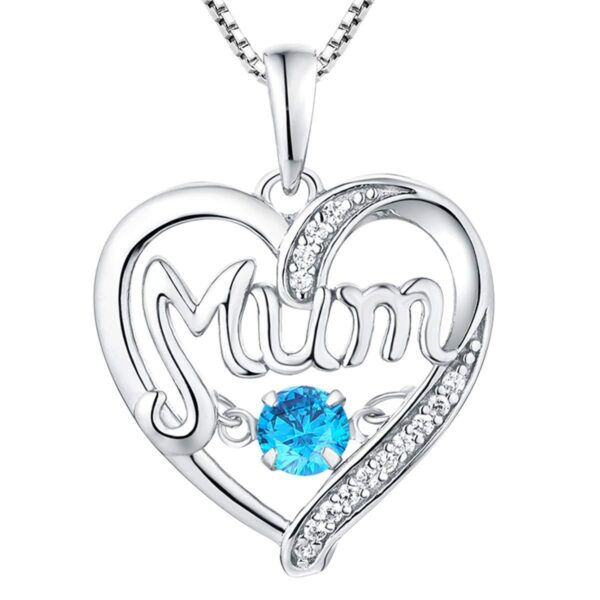 S925 Silver Heartbeat Mom Necklace: Birthstone Smart Pendant Gift - Image 3