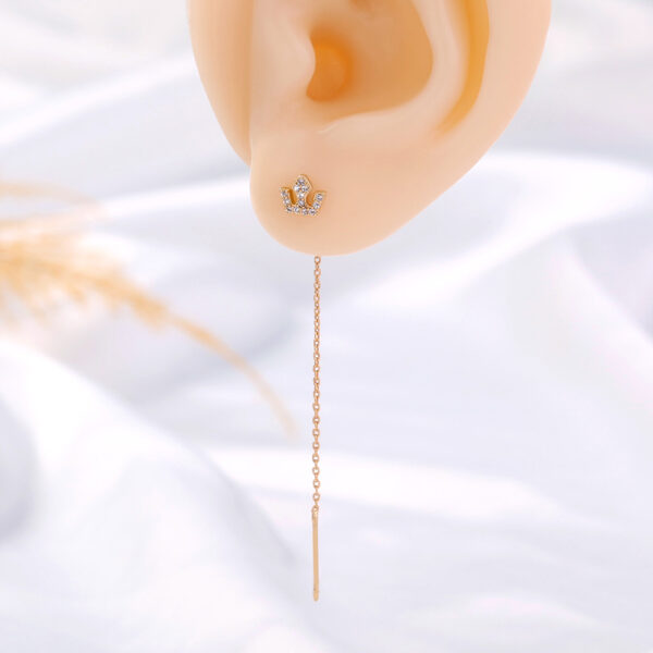 Exquisite Gold Crown Zircon Copper Accessories with Tassel Ear Wire | Shop Now for Glamorous Elegance - Image 3